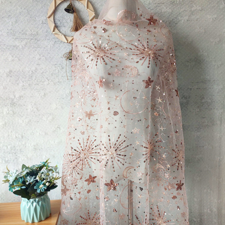 要確認　モチーフ36　宇宙　スパンコール　要縫製　約16*25cm スパンコールモチーフ(縫い付タイプ)(星柄)[F913730]