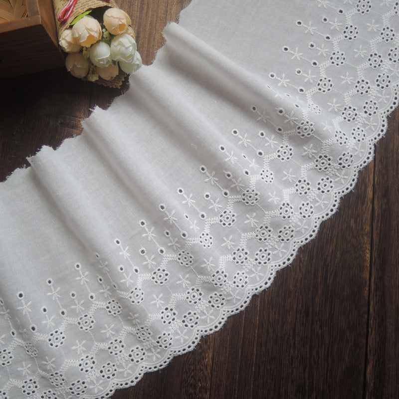 2 Yards of 18cm Width Vintage Cotton Embroidery Eyelet Lace Fabric Tri –  iriz Lace