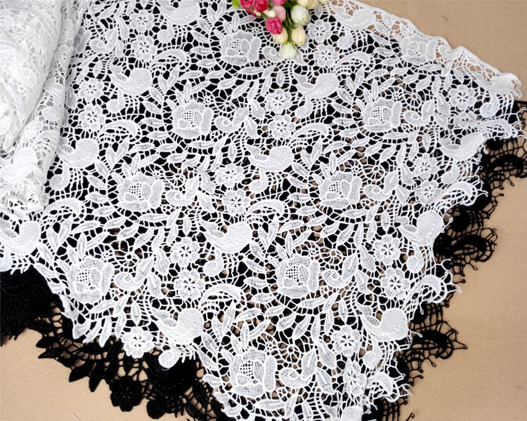 52CM 幅 長さ 穴あき 花柄 刺繍 レース生地 ヤード単位 – iriz Lace