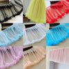 2 Yards x 35cm Width Cute Ruffled Floral Tulle Lace Trim with Beads