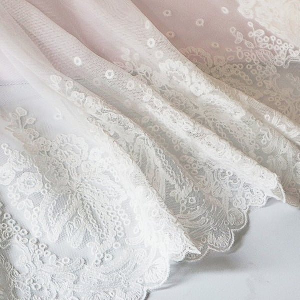 Vintage Floral Embroidery Tulle Lace Trim