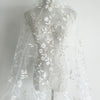 130cm Width x 95cm Length Botanical Vine and Branch Floral Embroidery Wedding Lace Fabric