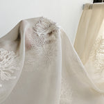 150cm Width Chrysanthemum Floral Embroidery Silk Blend Lace Fabric