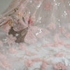 130cm Width x 95cm Fantasy pink beadwork and sequins Butterfly embroidery Lace fabric