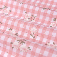 150cm Width Branch Flower Print on Plaid Cotton Blend fabric