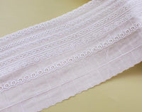 3 Yards of 15cm Width Vintage Floral Embroidered Cotton Eyelet Fabric Trim