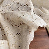 130cm Width  Vintage Hollow-out Cotton Floral Embroidery Fabric Beige