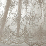 135cm Width  Retro 3D Vine Floral Embroidery Bone Lace Fabric