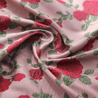 146cm Width x 95cm Length High Quality Retro Yarn-dyed Jacquard  Embossed Red Rose Floral Fabric