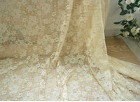 150cm Width Grid Floral Embroidery Lace Fabric
