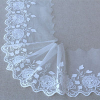 16cm Width x 3 Yards of Vivid Branch Floral Embroidery Tulle Lace Trim