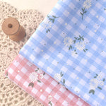 150cm Width Branch Flower Print on Plaid Cotton Blend fabric