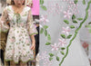 130cm Width x 95cm Length Pink and Green Branch Floral Embroidery Lace Fabric