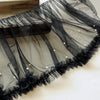 2 Yards x 35cm Width Cute Ruffled Floral Tulle Lace Trim with Beads