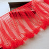 2 Yards x 35cm Width Cute Ruffled Floral Tulle Lace Trim with Beads