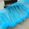 2 Yards x 35cm Width Cute Ruffled Floral Tulle Lace Trim with Beads