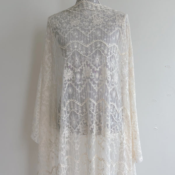 130cm Width Retro Floral embroidered tulle lace fabric