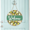Rustic Daisy “Welcome” Sign - 22cm x 22cm Handmade Wooden Hanging Wall Decor for Door, Porch, Farmhouse Entryway