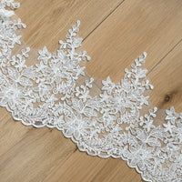 2 Yards x 25cm Width Floral Embroidery Bride Wedding Veil Lace Trim