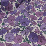 150cm Width x 95cm Length Purple Morning Glory Print Cotton Fabric