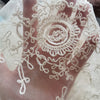 135cm Width  Retro 3D Vine Floral Embroidery Bone Lace Fabric