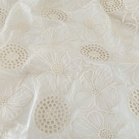 145cm Width Hollow-out and Poppy Floral Embroidery Fabric