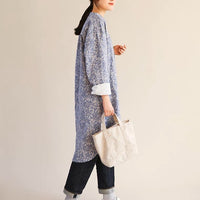150cm Width x 95cm Length Retro Botanical Branch Print Cotton Fabric Blue