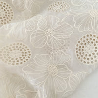 145cm Width Hollow-out and Poppy Floral Embroidery Fabric