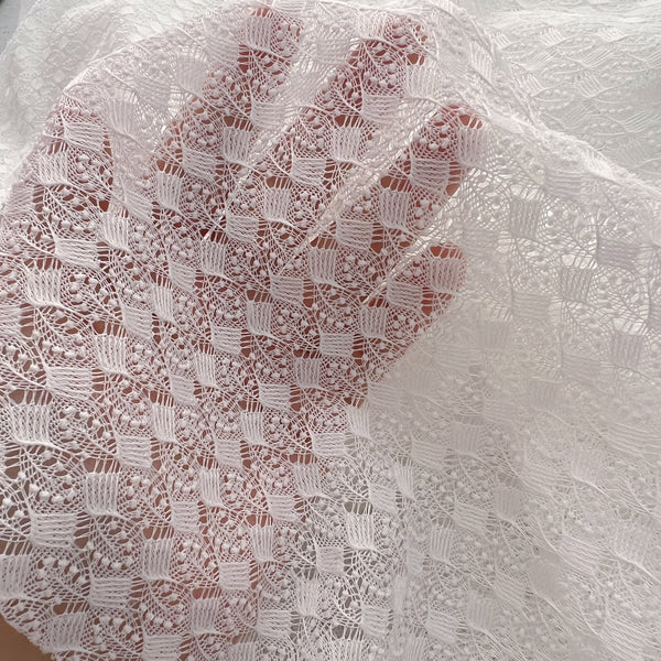 150cm Width Geometry Floral Jacquard Embroidery Lace Fabric