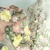 130cm Width x 95cm Length Vivid Colorful Yellow Flower Embroidery Lace Fabric