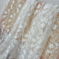 130cm Width Vine flower embroidered tulle lace fabric