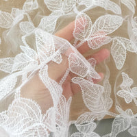 135cm Width x 95cm Length Premium Vine Leaf Embroidery Wedding Lace Fabric