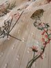 148cm Width x 95cm Length  Botanical Branch Floral and Butterfly Print Chiffon Fabric Pink