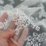 140cm Width Branch floral Embroidery Tulle Lace Fabric