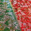 73cm Width x 95cm Length Premium Golden and Red Sakura Floral Fabric