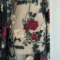 幅 125cm 枝バラの花刺繍チュールレース生地