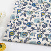 145cm Width x 95cm Length  Blue Vine Branch Floral Print Cotton  Fabric (clothing version)