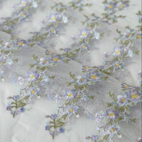 130cm Width x 95cm Length Light Purple Vine Floral Embroidery Lace Fabric