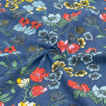 145cm Width x 95cm Length Vivid Colorful Floral Print Denim Fabric