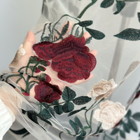 幅 125cm 枝バラの花刺繍チュールレース生地