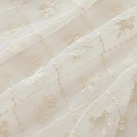 130cm Width x 95cm Length Organza Grids Branch Floral Embroidery Lace Fabric by the Yard
