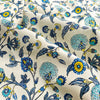 146cm Width x 95cm Length  Blue Vine Branch Floral Print Cotton Canvas Fabric