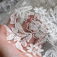 130cm Width x 95cm Length Designer Retro Floral Embroiderye Lace Fabric
