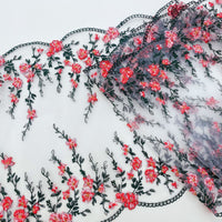 23cm Width x 3 Yards Length Vivid Floral Embroidery Lace Fabric Trim