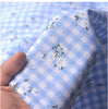 150cm Width Branch Flower Print on Plaid Cotton Blend fabric