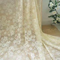 150cm Width Grid Floral Embroidery Lace Fabric
