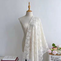 125cm Width x 95cm Length Contrast Floral Embrodery Lace Fabric