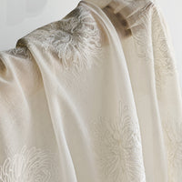 150cm Width Chrysanthemum Floral Embroidery Silk Blend Lace Fabric