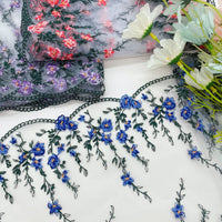 23cm Width x 3 Yards Length Vivid Floral Embroidery Lace Fabric Trim