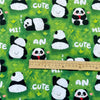 110cm Width x 95cm Length Green Grassland  Bamboo Cute Panda Print Cotton Fabric